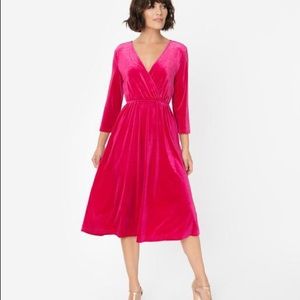 Unique Vintage Fuchsia Velvet Dress